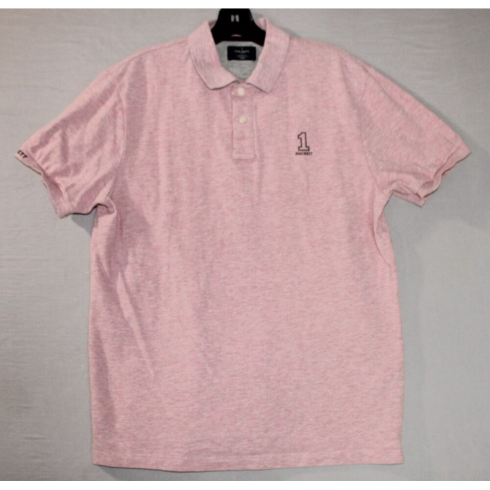 Hackett London Polo Shirt Mens Large Pink Classic Fit Embroidered 1 On Shirt